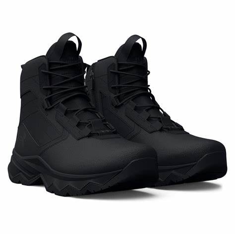 Assorted duty footwear including tactical boots and uniform shoes