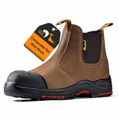 Work safety boot with composite toe protection