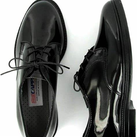 Black uniform oxford shoes with polished professional appearance