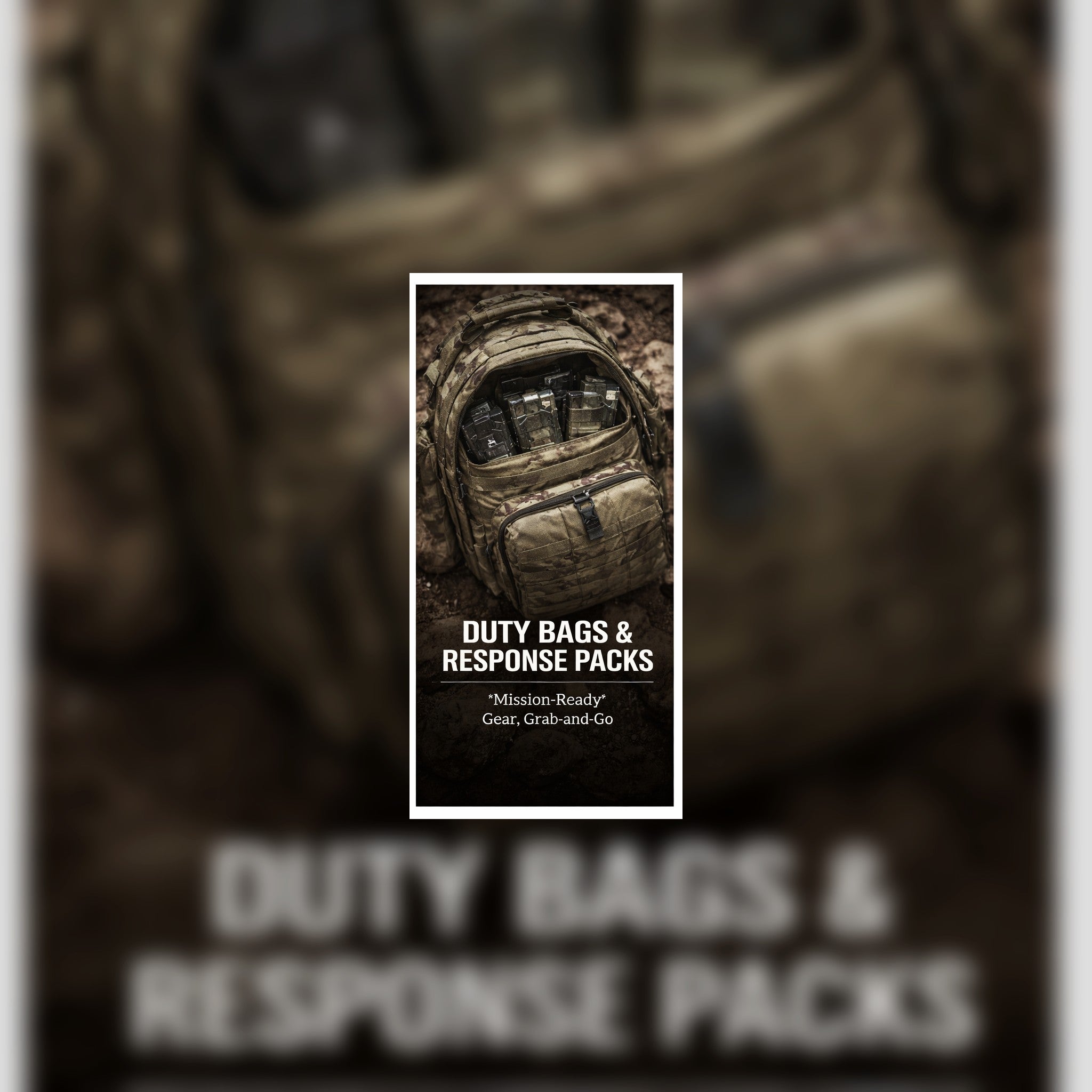 Tactical duty bags and patrol response packs for law enforcement and emergency services